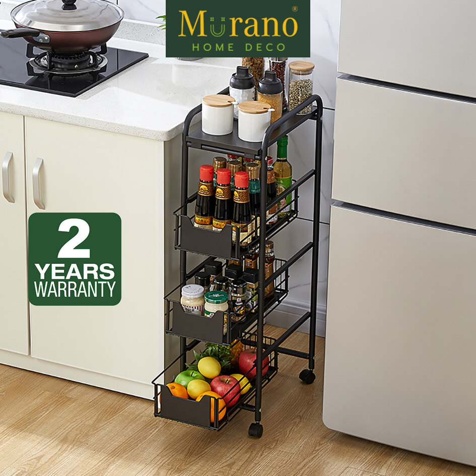 Gambar Murano 3,4,5 Tier Utility Trolley Rack Storage Rak Shelf Organizer With Wheels For Kitchen   Home