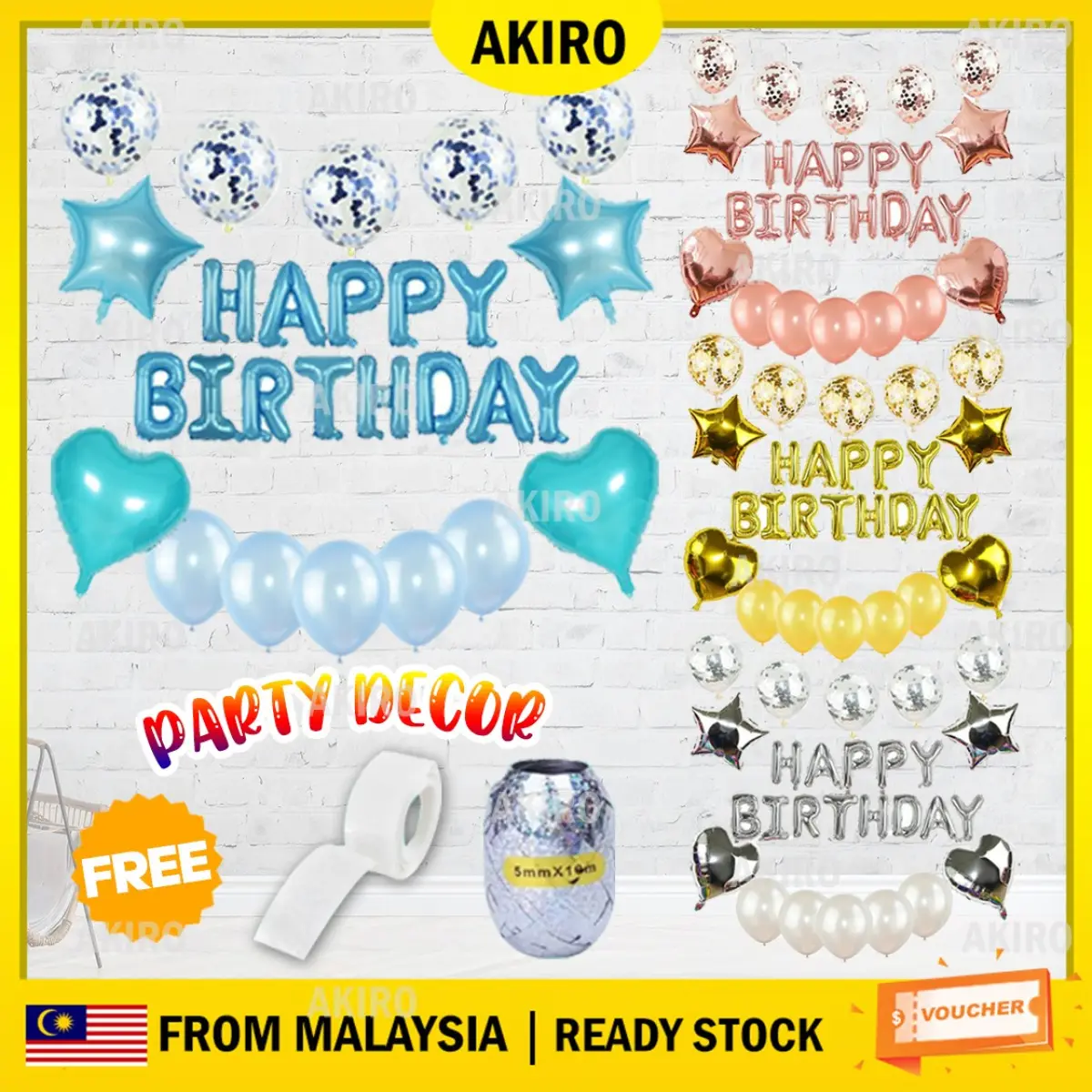 Akiro Home Malaysia Birthday Decoration Reusable Happy Birthday Balloons Banner Party Supplies Women Girl Boy Birthday Party Decorations Baby Shower Dekorasi Pesta Jamuan Lazada