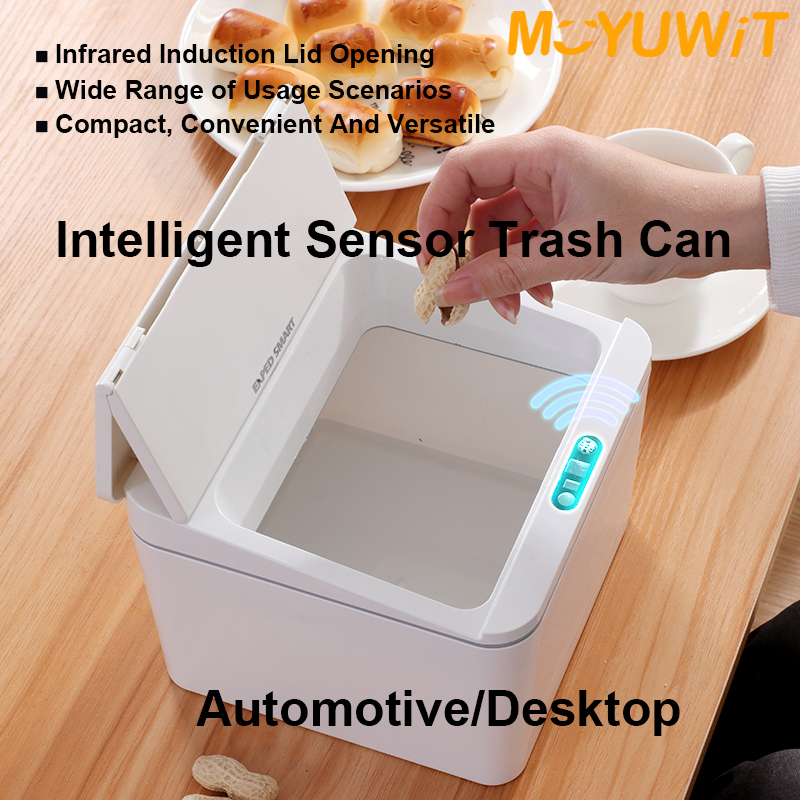 Thùng rác tự động moyuwit Thùng rác không chạm có nắp thùng rác thông minh mini Thùng rác cảm biến chuyển động cho Phòng ngủ phòng tắm văn phòng