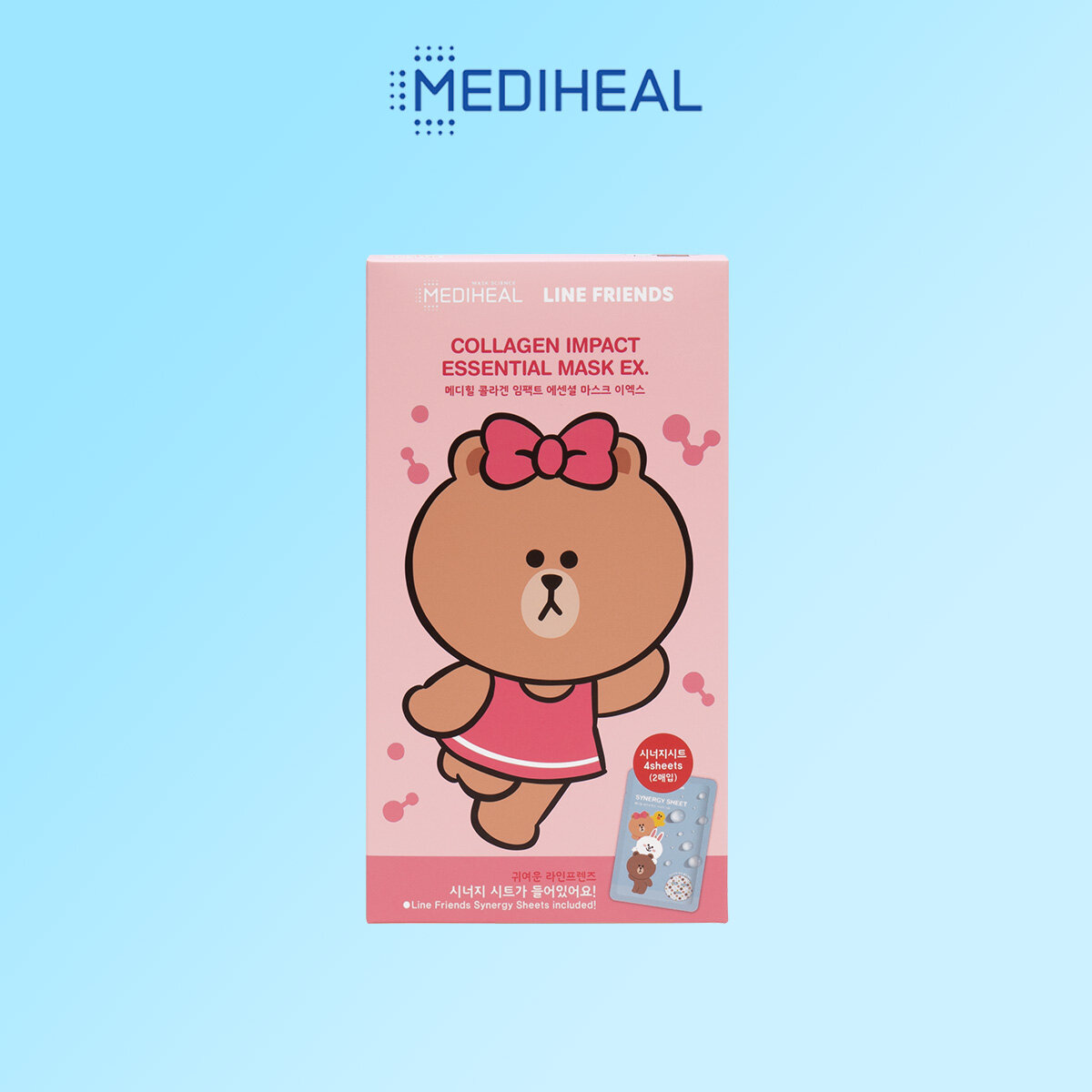 Gambar [MEDIHEAL] LINE FRIENDS LINE COLLAGEN IMPACT ESSENTIAL FACIAL MASK EX. 24ml*8ea