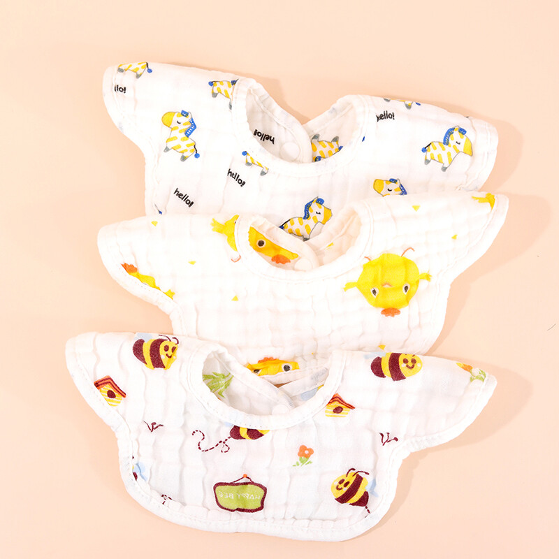 3 cái/Bộ Yếm trẻ em chống thấm nước bông hoa vải Yếm Khăn ăn xoay cho bé ăn smock trẻ sơ sinh ợ vải Bandana yếm