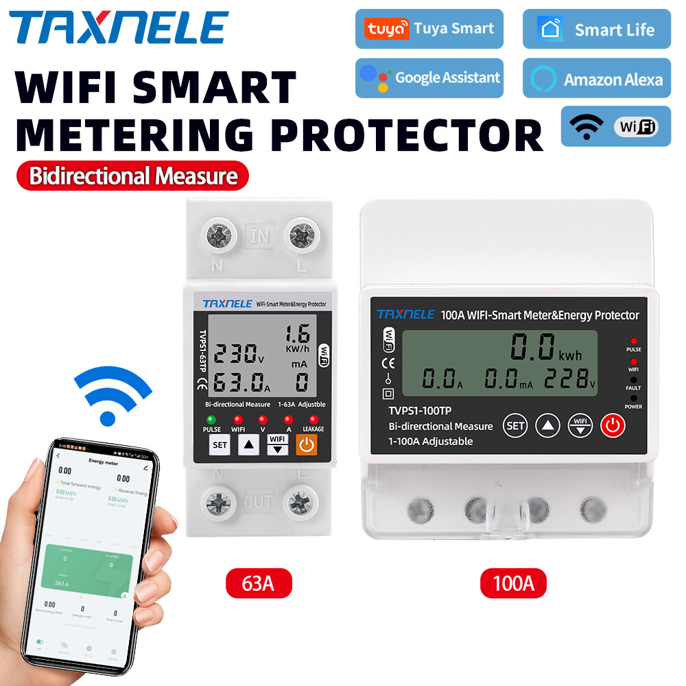 63a 100a tuya wifi thông minh trái đất rò rỉ hơn dưới điện áp bảo vệ năng lượng công tắc rơle điện kwh hai chiều meter cuộc sống thông minh