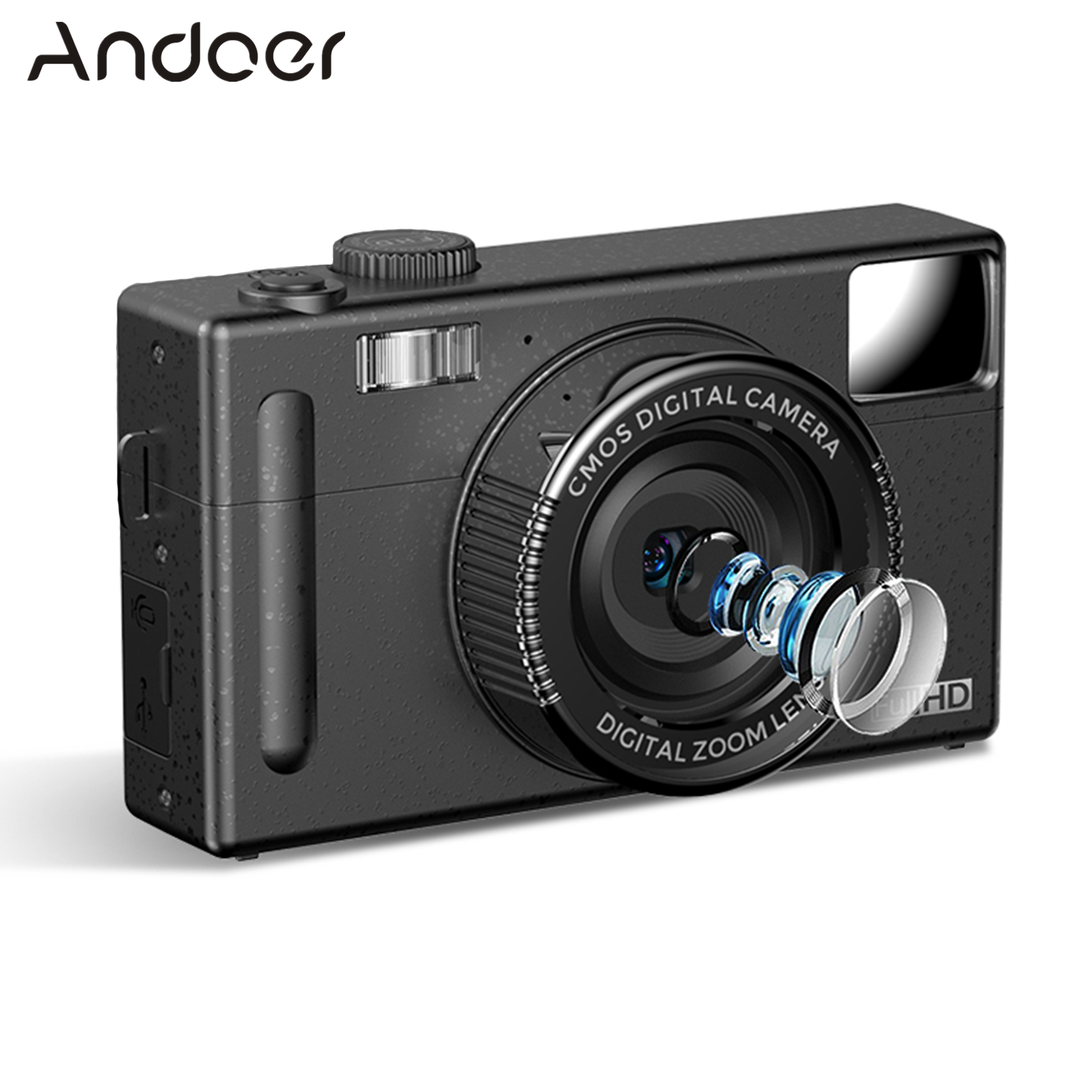 Andoer Máy Quay Kỹ Thuật Số Nhỏ Gọn 1080P Máy Quay Video Màn Hình LCD TFT 3.0 Inch 48MP Tự Động Lấy Nét Thu Phóng Kỹ Thuật Số 16X Chống Rung Phát Hiện Khuôn Mặt Chụp Nụ Cười Khuôn Mặt Đẹp Tích Hợp Đèn Flash Gương Tự Sướng Quà Tặng Giáng Sinh Cho Trẻ Em Th