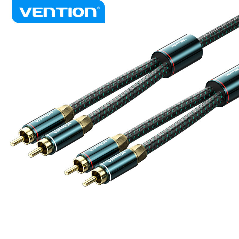 Vention Dây Cáp Âm Thanh RCA 2 Đầu Cọc - Chất Liệu Lõi Đồng Nguyên Chất, Vỏ Bọc Cotton Bện Chắc Chắn - Truyền Tín Hiệu Âm Thanh Chuẩn, Chống Nhiễu - Hàng Chính Hãng (Xanh Lục 3m)