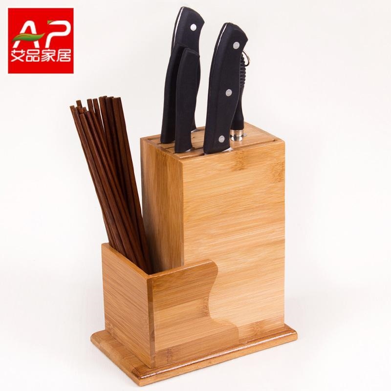Gambar Aipin bamboo knife rack kitchen supplies kitchen knife rack knife seat storage knife rack chopsticks rack multi function rack