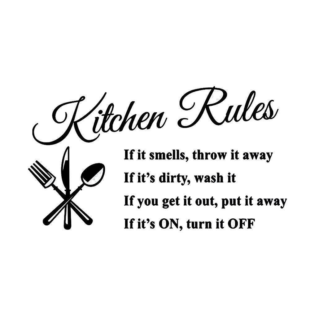 Kitchen Rules Wall Stickers Pvc Waterproof Removable Diy Kitchen