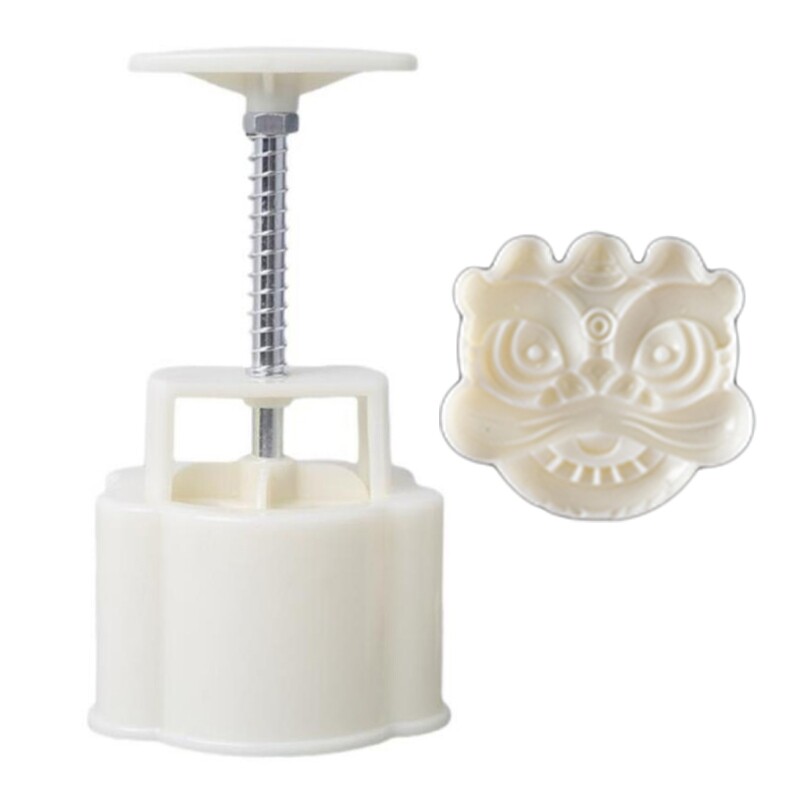 Gambar Plastic Mooncake Moulds 3D Lion Shapes Design Stamp Cookie Cutters Moulds DIY Baking Accessories for Mid Autumn Festival