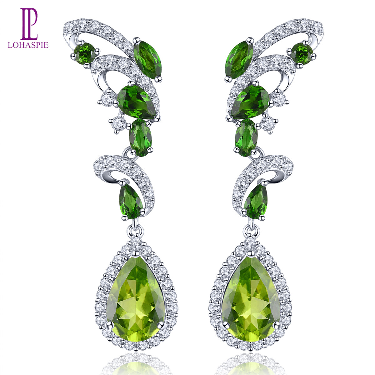 Lohaspie Jewelry Genuine 8.2 Carats 925 Sterling Silver Stud Earring Natural Peridot Stud Earring Peridot Stone Original Women Stud Earrings Birthstone Earring 925 Jewelry ราคา 4,348 บาท*ส่งฟรี