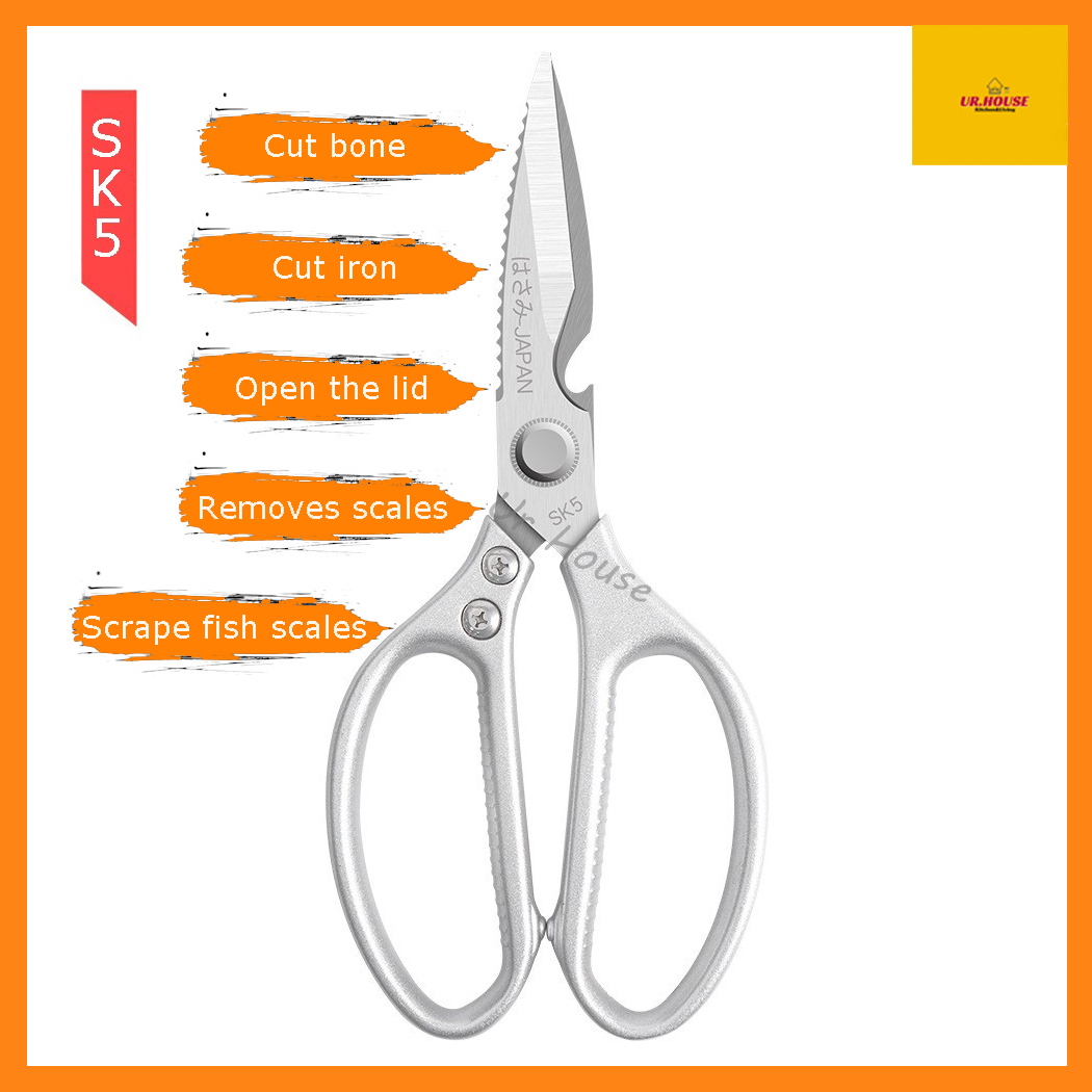 Gambar ???? [Ready Stock]JAPAN Durable Strong Scissors Stainless Steel SK5 Heavy Duty Chicken Fish Bone Cutter Kitchen ???????
