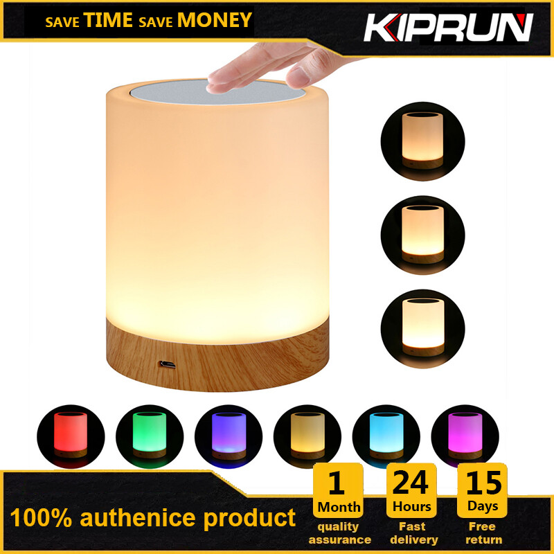 KIPRUN Led Light Colorful Creative Wood Grain Rechargeable Night Light Bedside Table Lamp Atmosphere Light Touch Pat Light ราคา 380 บาท*ส่งฟรี