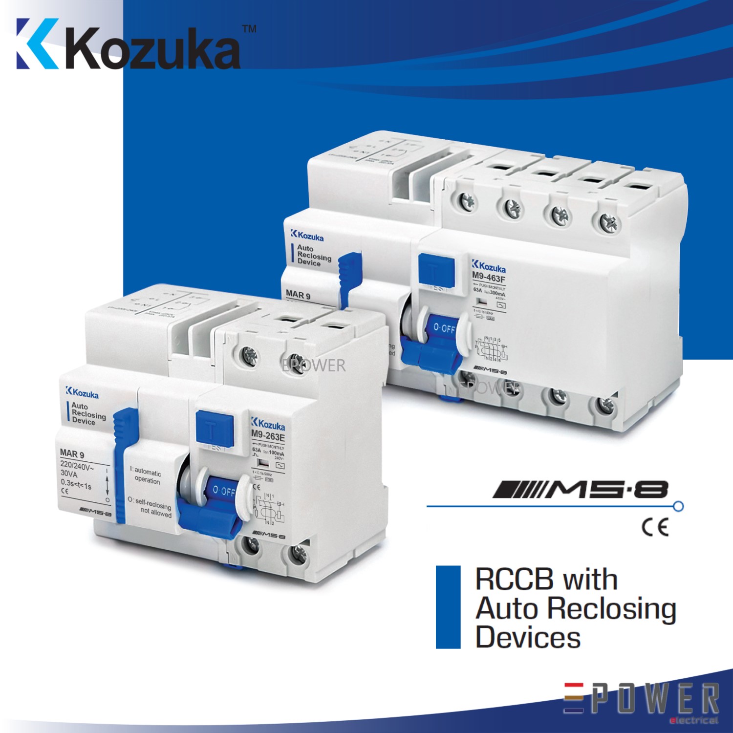 TOSAR+RD4B-4P Auto Recloser Type B RCD RCCB 63A