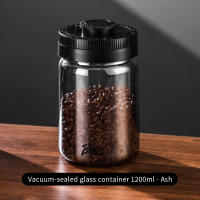 BINCOO Storage Jar Grey Glass Vacuum Coffee Bean Canister Sealed Tank Press Type 400ML/800ML/1200ML