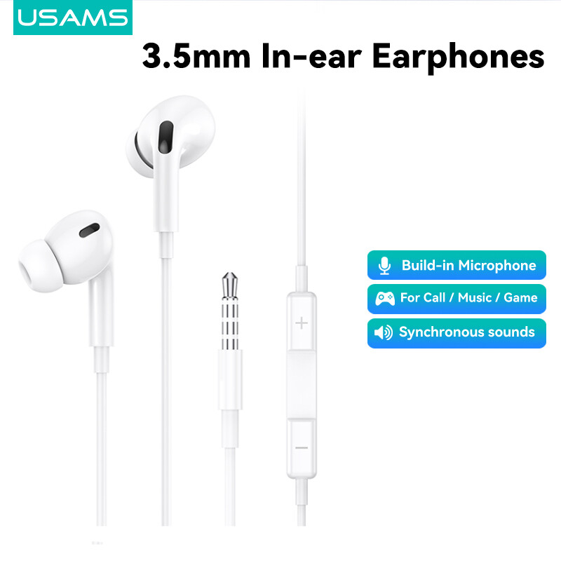 USAMS 3.5mm In-ear Earphones Headsets with Microphone, Wired Earphone Hifi Sound Quality Lossless Music Headphone