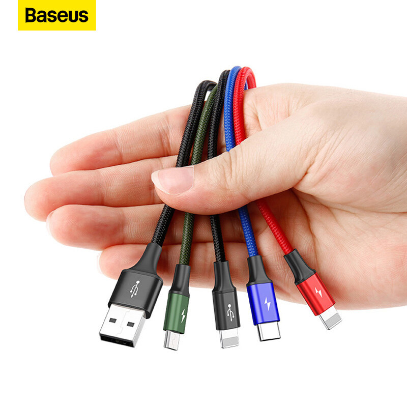 Baseus cáp usb 3 trong 1 cáp type c cho samsung xiaomi mi cáp 4 trong 1 cho iphone 14 13 12x11 pro max cáp sạc micro usb