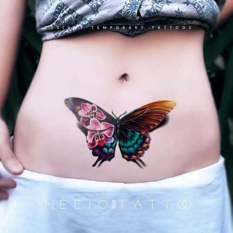 Temporary Tattoo Sticker Waterproof Long-lasting Female Waist and Stomach  Covering Scars Color Big Butterfly (Pattern: About *15cm, Paper:  12*19cm) | Lazada PH