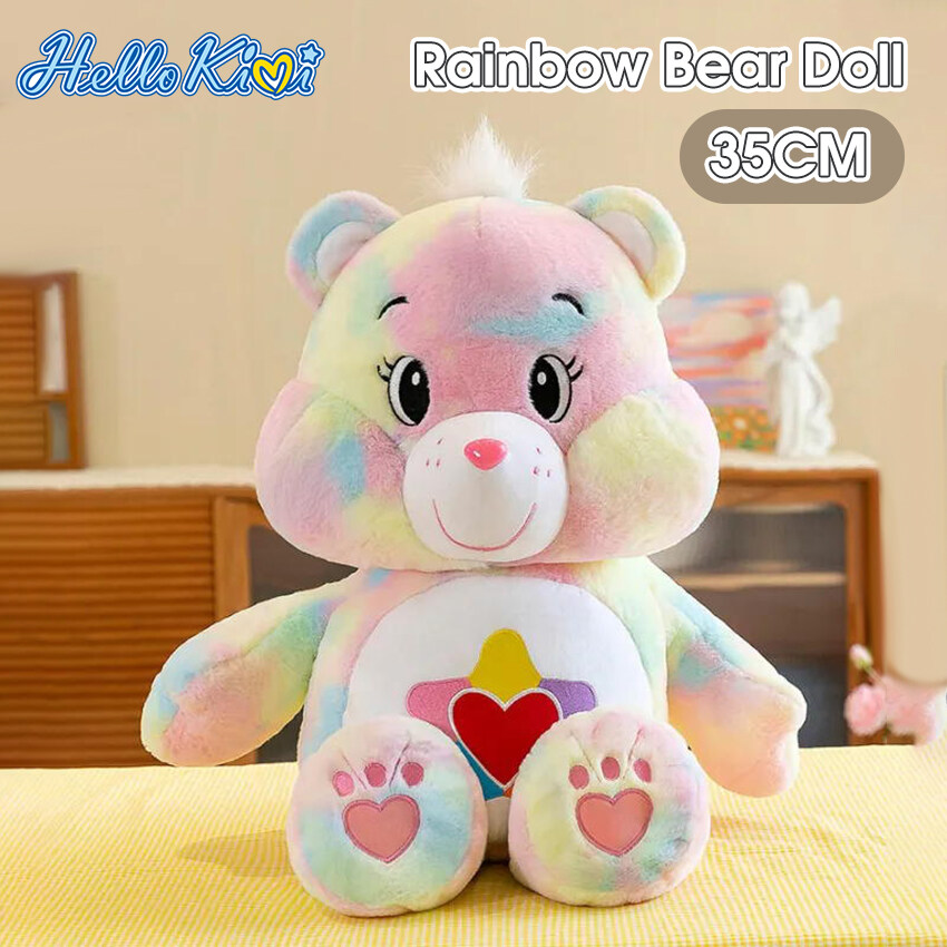 HelloKimi Doll Plush Toy Bear Doll Rainbow Bear Doll Colorful Doll Girl