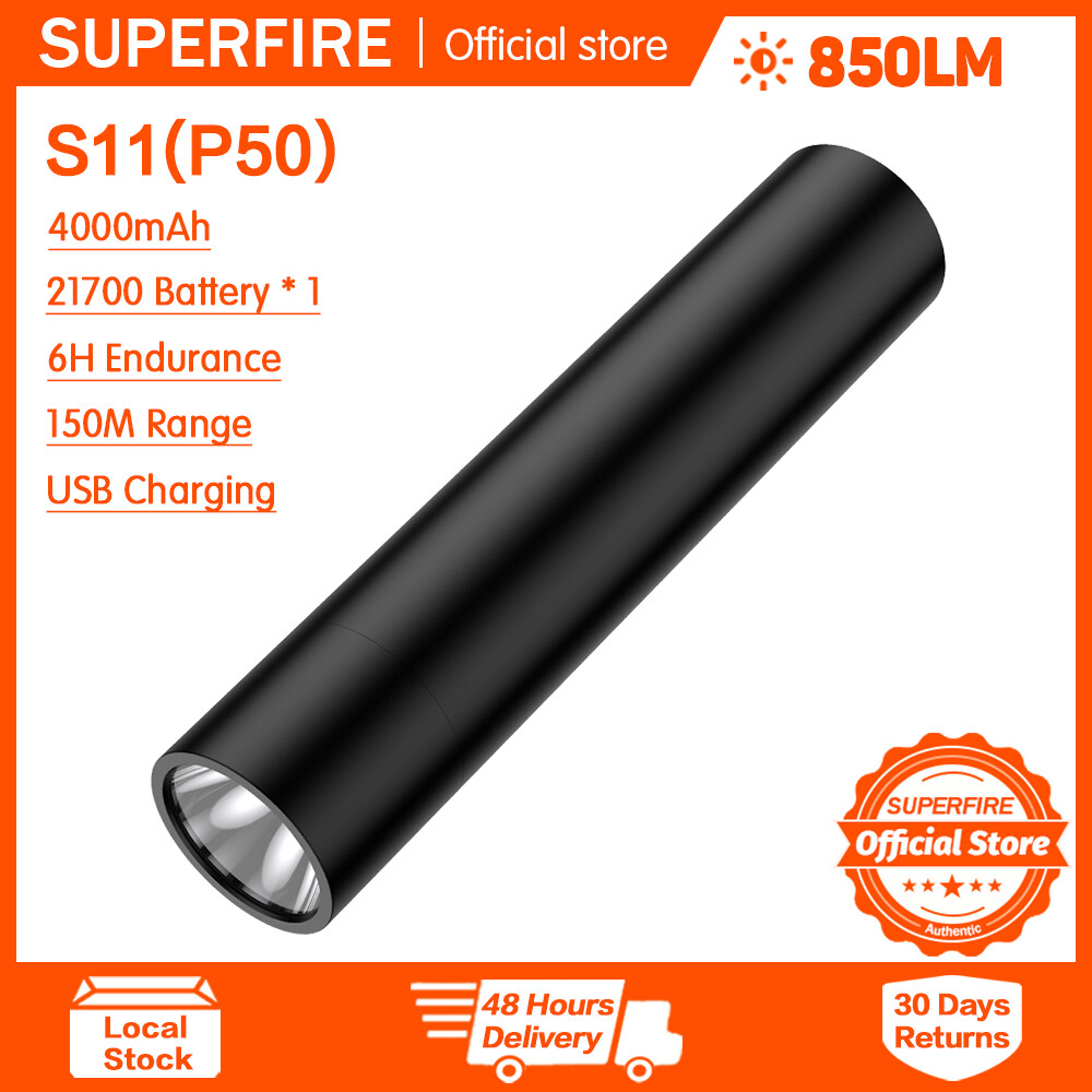 Superfire S11 EDC Đèn pin sạc nhôm chống thấm nước hợp kim mini LED zoom đèn pin ánh sáng mạnh ngoài trời