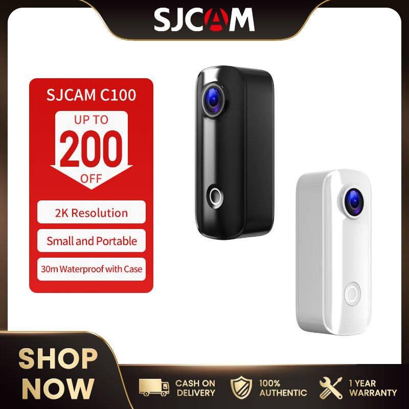 SJCAM C100/C100+ Mini Action Camera 1080P Digital Video Camera 30M Waterproof WiFi Connection APP Sharing with Waterproof Case Back Clip Lanyard