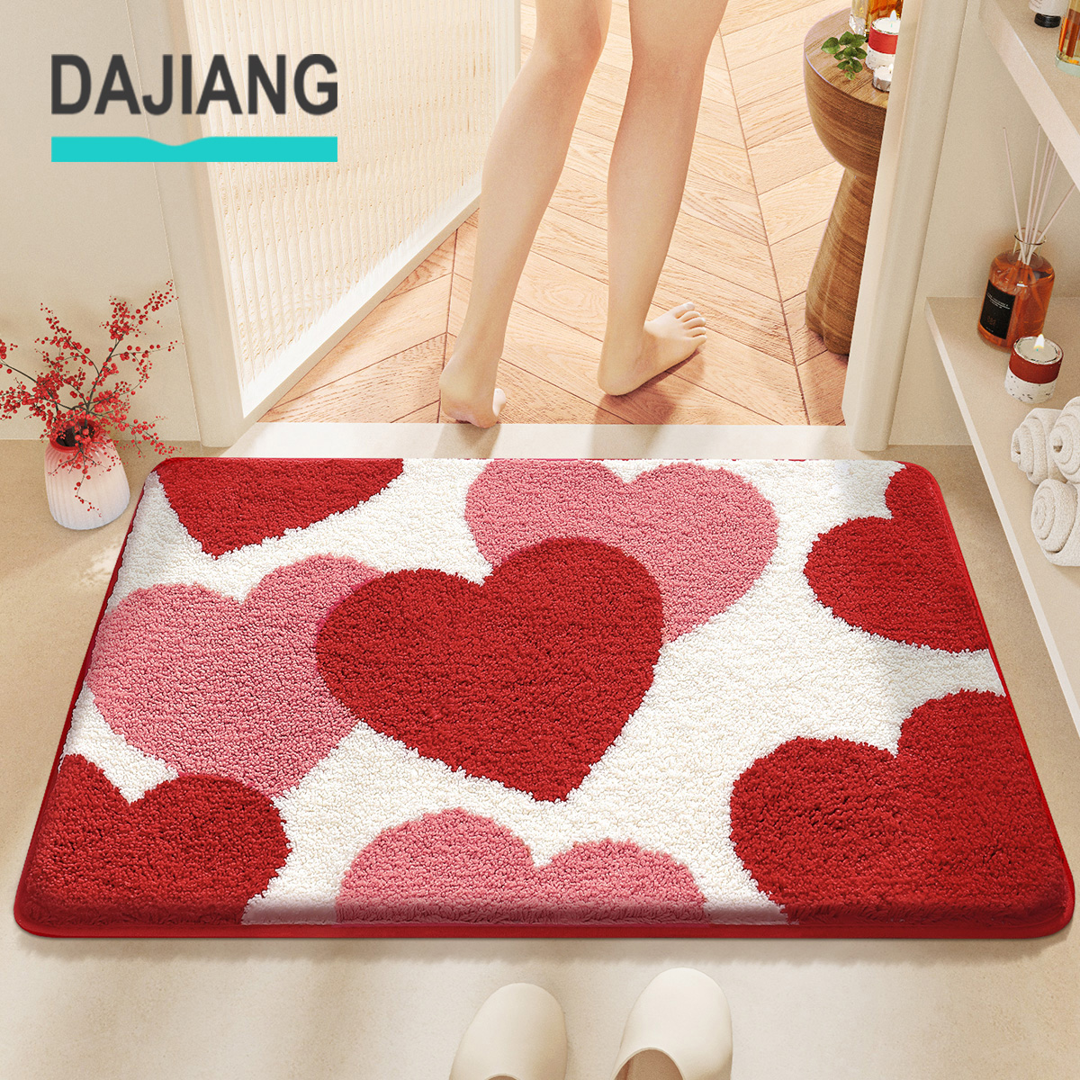 Dajiang chống trượt sợi nhỏ Thảm lót sàn siêu thấm Thảm nhà tắm toliet dễ dàng để làm sạch