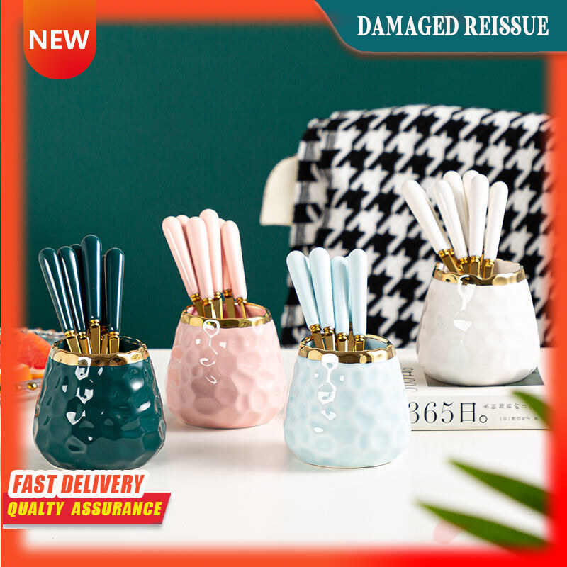 Gambar Fruit Fork High end Dessert Fork Storage Tank Set Children s Safety Small Fork