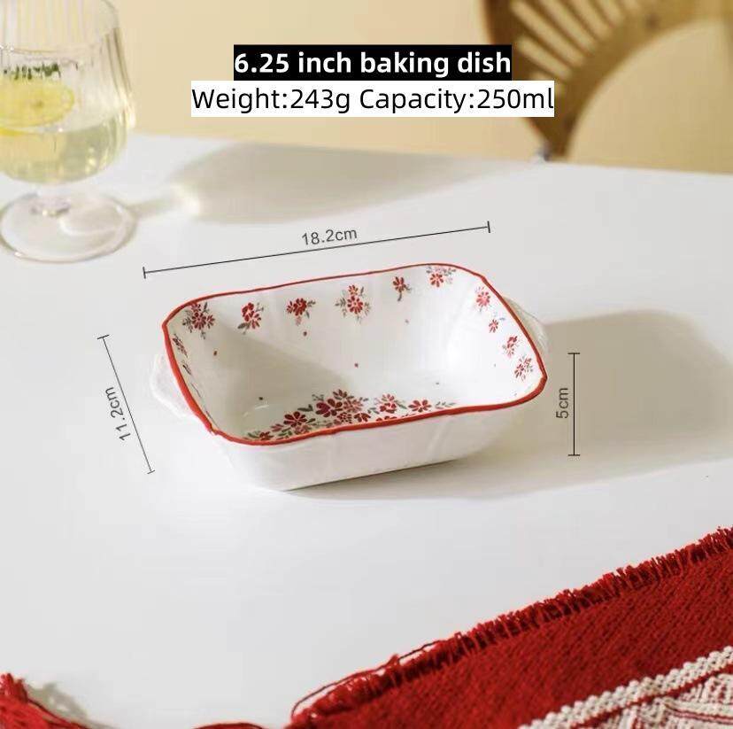 Omk Saffron loạt gốm 7.5 inch hình chữ nhật khay nướng bánh vòng Khay nướng bánh với hai quai khay nướng &amp; chảo