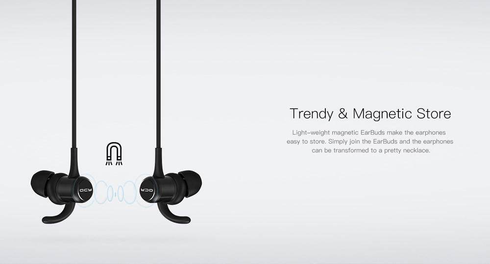 QCY M1C Bluetooth Earphones Wireless Magnetic Buds- Black