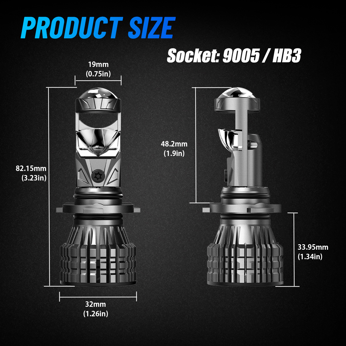 2 Bóng Siêu Sáng Novsight N92 Ống Kính Máy Chiếu LED Xe Ô Tô Bóng Đèn Lớn 9005 (HB3) 9006 (HB4) H4 H