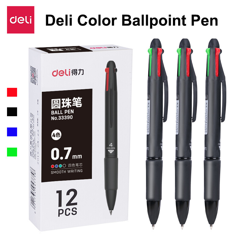 Deli Báo Chí bút bi màu 0.7mm xanh đỏ màu xanh lá đen văn phòng phẩm 33390
