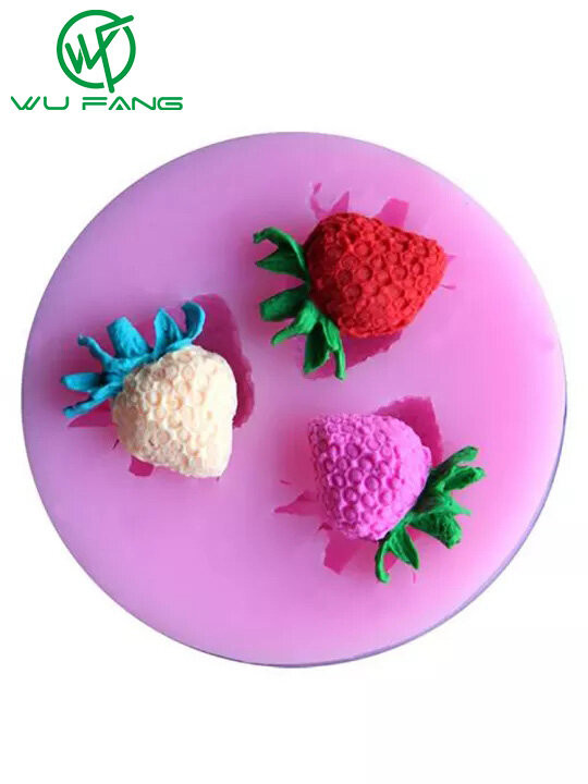 Loạt Khuôn Bánh Tự Làm Dụng Cụ Làm Bánh Khuôn Màu Hồng Đồ Dùng Nhà Bếp 1 Cái Tái Sử Dụng Nhiều Mục Đích SIlicone Hình Dâu Tây Xà Phòng Làm Thủ Công Khuôn