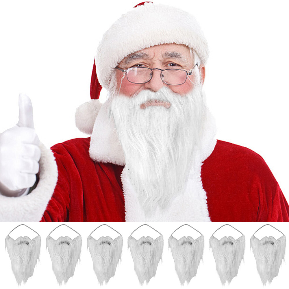 thumbnail image 2 of Funny Santa Beard Costume White Beard Christmas Santa Claus Beard Costume Accessories For Boys And Adults Disguise Santa 2 of 10