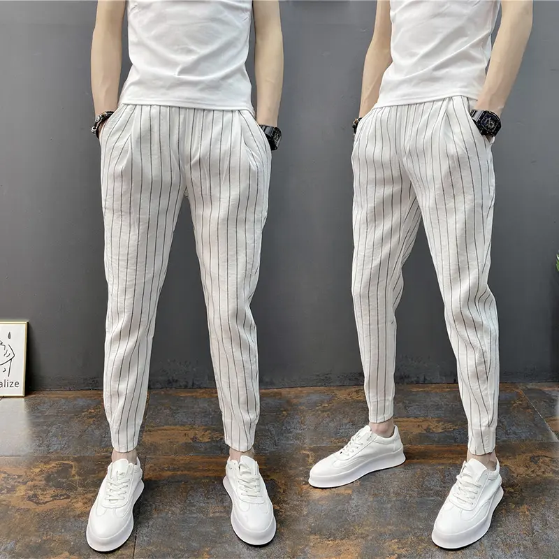 mens skinny striped trousers