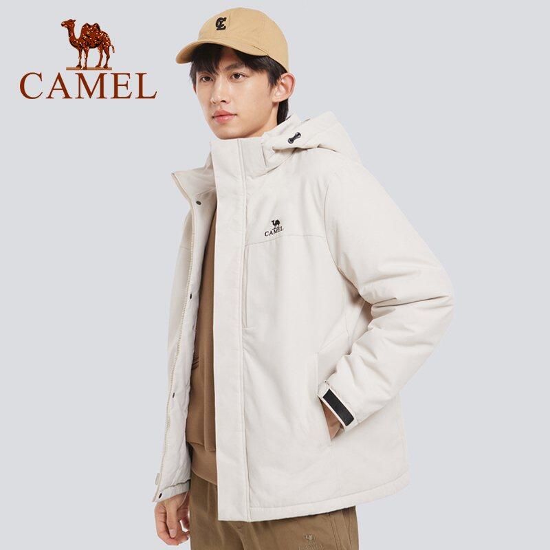 Cameljeans Áo khoác đàn ông ngoài trời mùa thu đông mũ có thể tháo rời dày ấm áp chống gió và áo khoác cotton không thấm nước