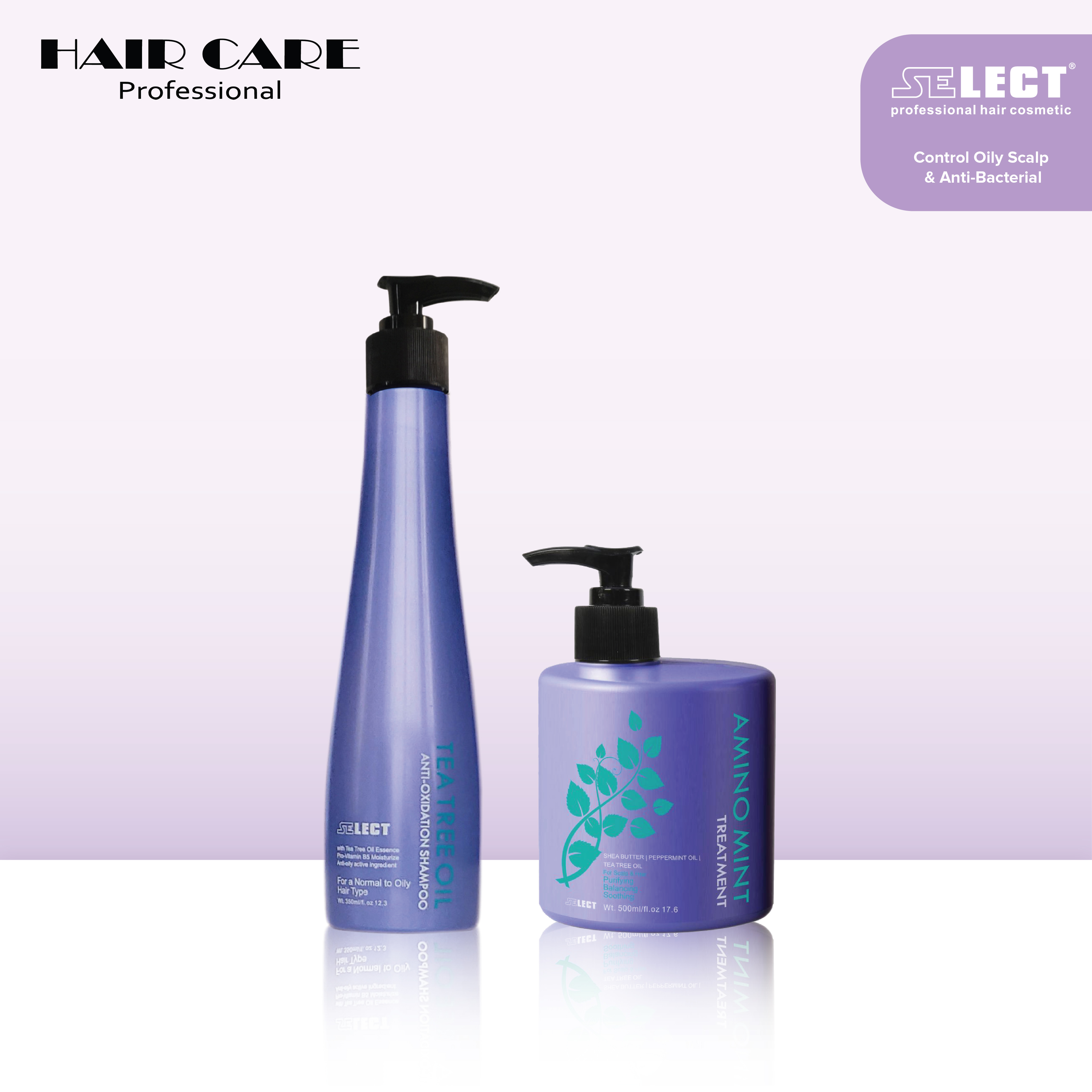 Gambar Select Tea Tree Oil Anti Oxidation Shampoo 350ml + Select Amino Scalp Mint Treatment (Hair Mask) 500ml   For Oily Scalp   Prevent Hair Loss