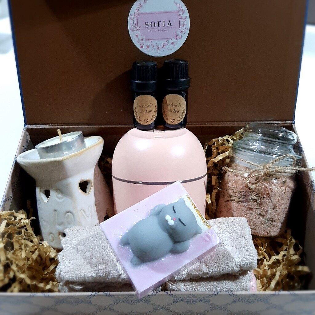Gambar Aroma Gift Set Air Humidifier Essential Oil Diffuser+HandmadeSoap+OilBurnerTealight+EssencialsOil+BathSalt Hadiah Aroma