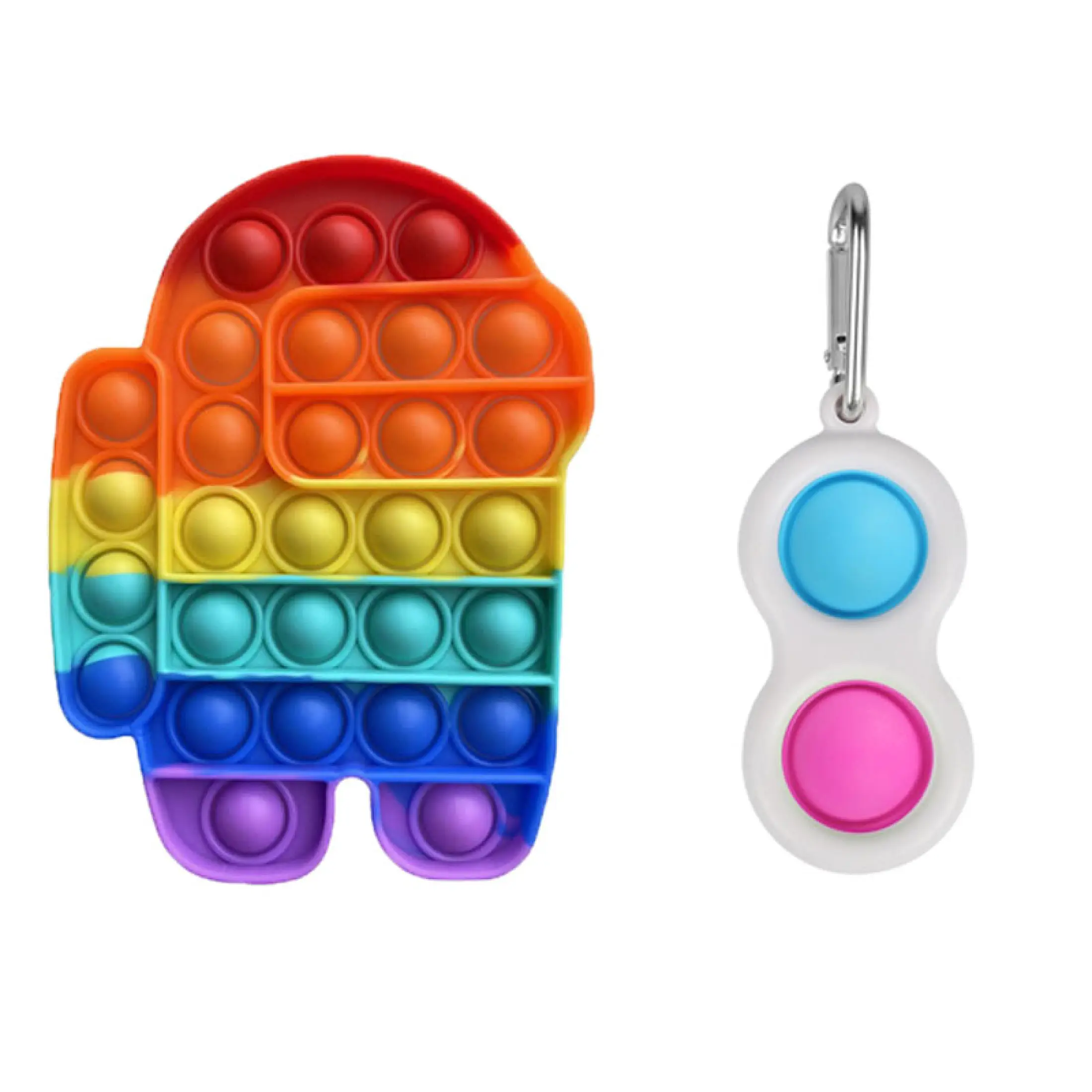 2pcs Pop it Fidget Toy Among us Rainbow 