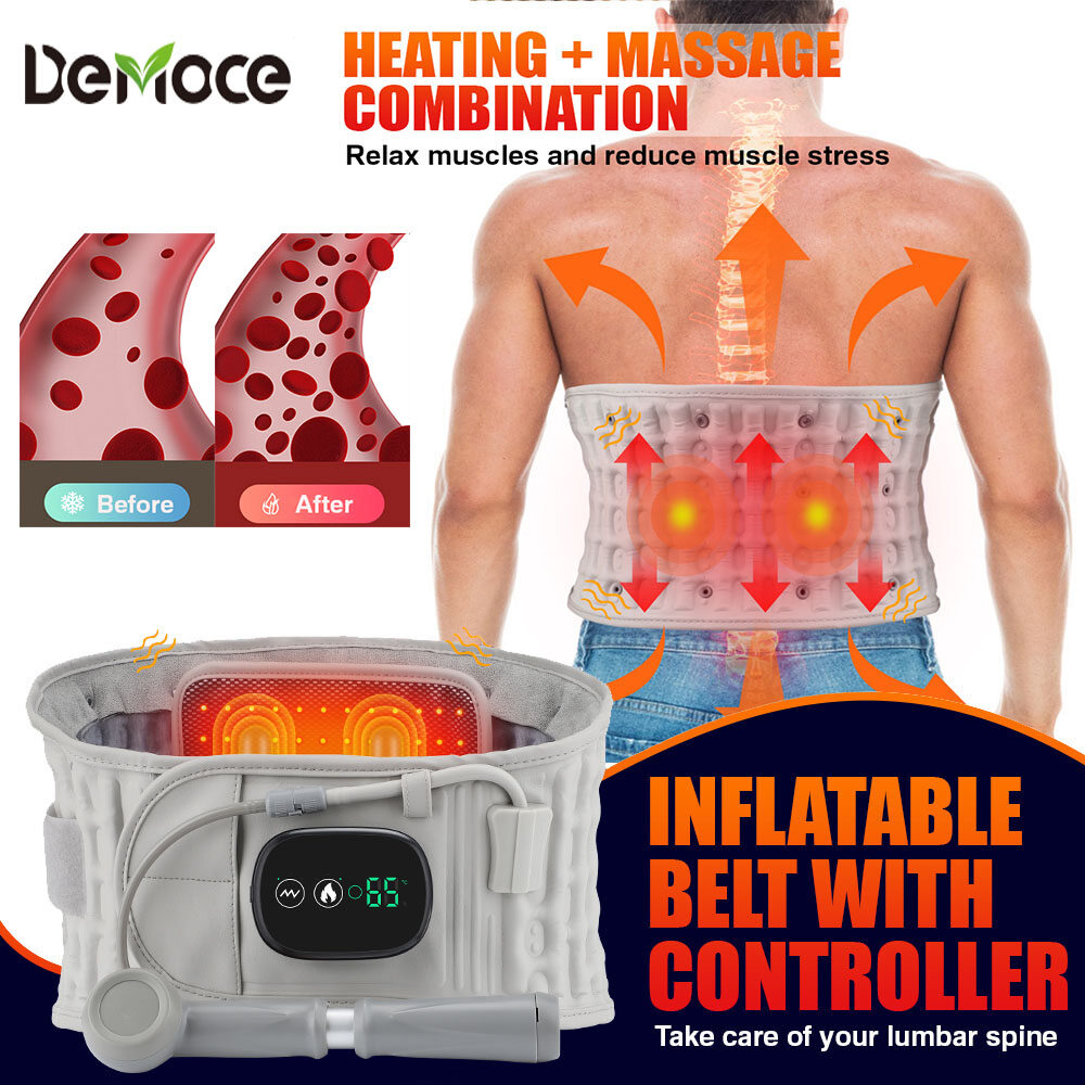 Democe đai mát-xa thắt lưng bơm hơi hỗ trợ giảm áp không khí đai mát-xa thắt lưng đai nịt bụng thon eo thắt lưng hỗ trợ nịt bụng bảo vệ eo pain relief
