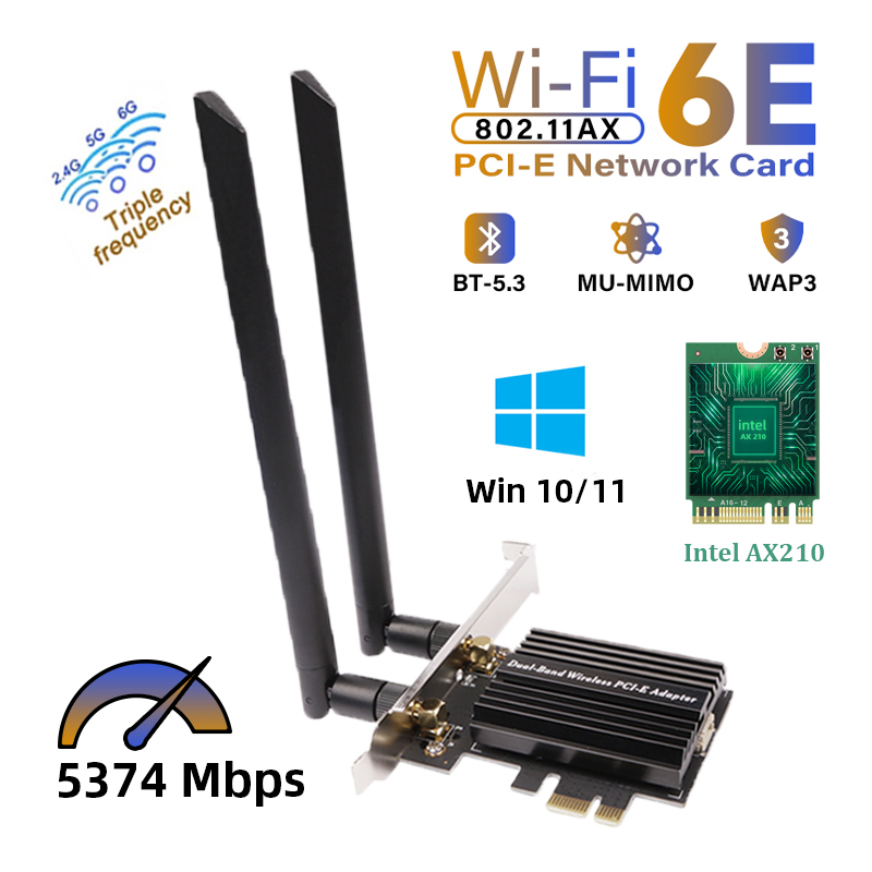 Bluetooth 5.3 Desktop Teday WiFi 6E PCIe Adapter With 10DB Antennas ...