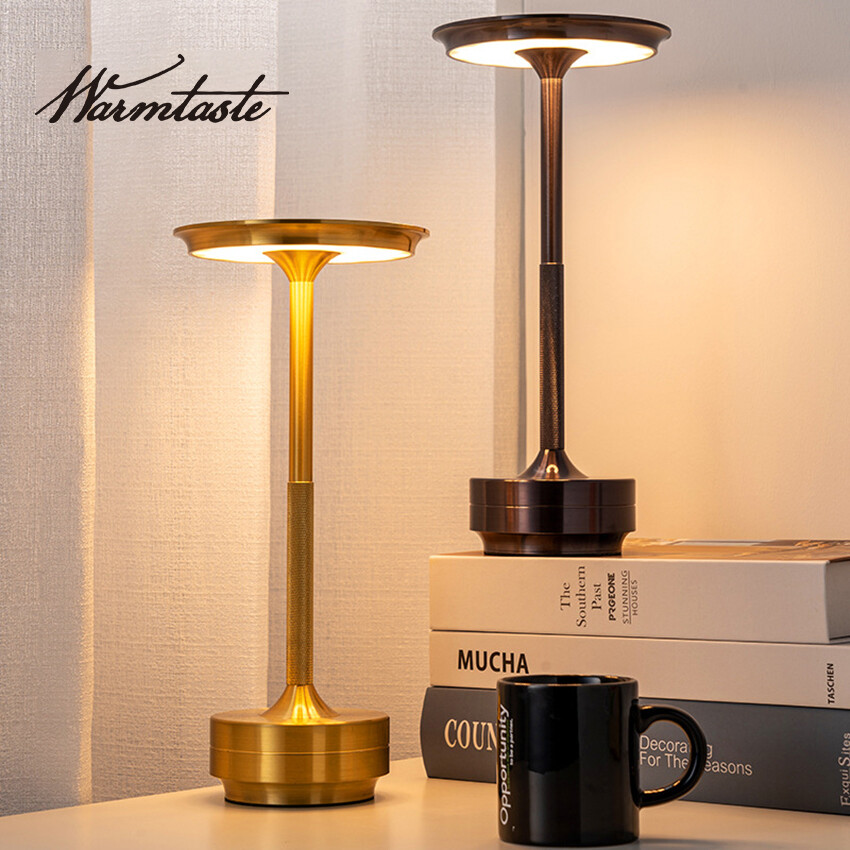 Warmtaste LED Metal Table Lamp 3-Color Wireless USB Rechargeable Touch Adjust Brightness Desk LIght Eye Protection Lighting Bedside Lamp for Bedroom Study Decoration