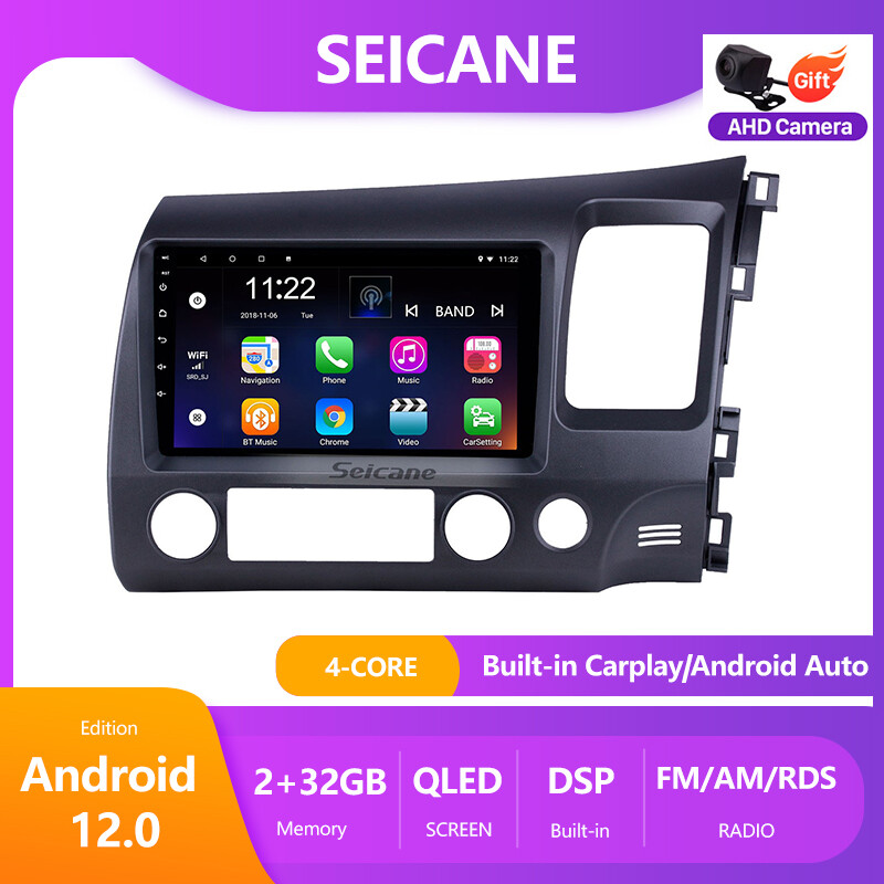Seicane TopNavi 9inch QLED Touch screen Android 12.0 Car Audio Stereo player for 2006 2007 2008 2009 2010 2011 Honda Civic GPS Navigation Radio Player GPS Navigation Head unit Built-in Apple Carplay and Android Auto ราคา 2,715 บาท*ส่งฟรี
