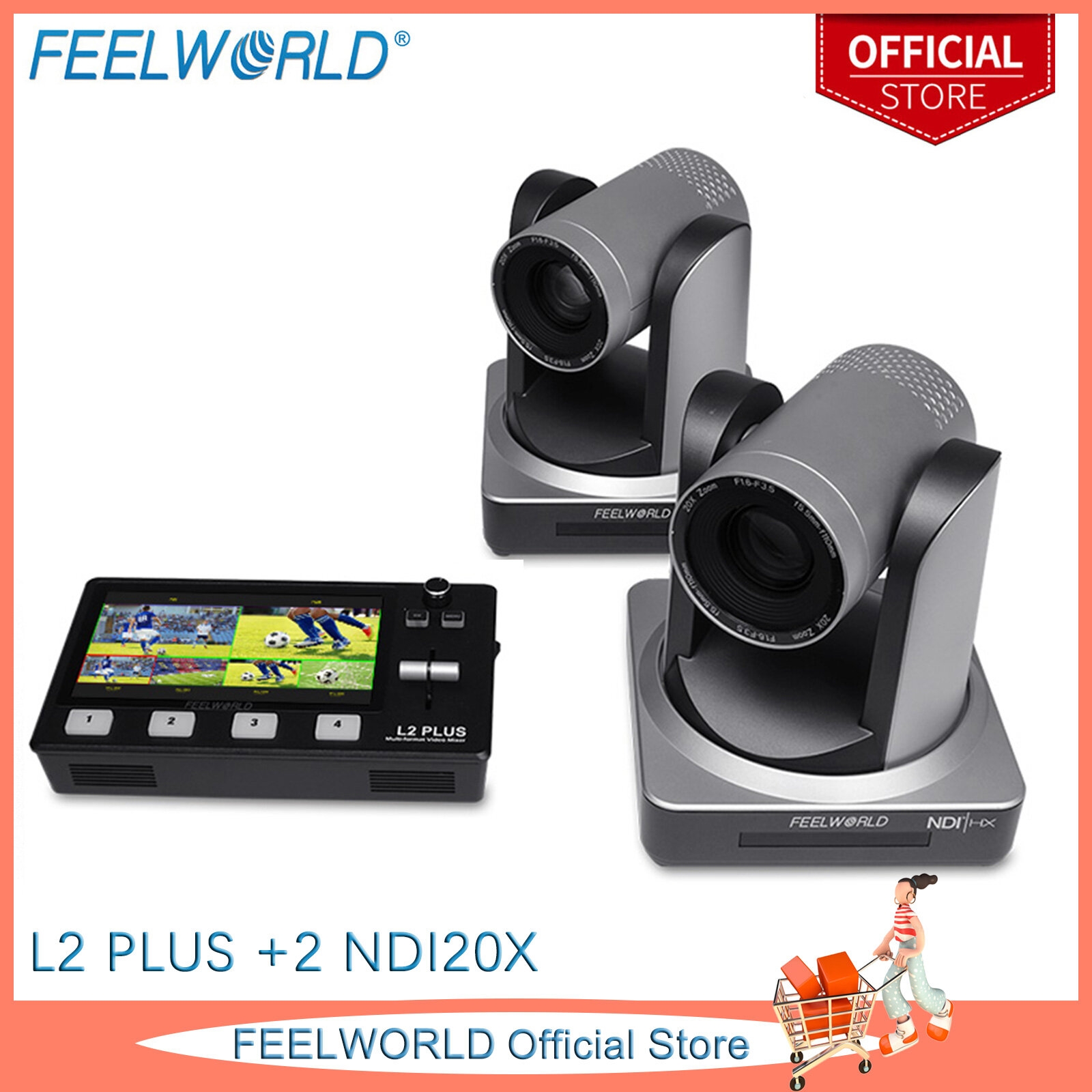 FEELWORLD L2 PLUS Video Switcher NDI20X PTZ Camera Carry-on Combination Set Presyo 120,780 Piso*Libreng Shipping