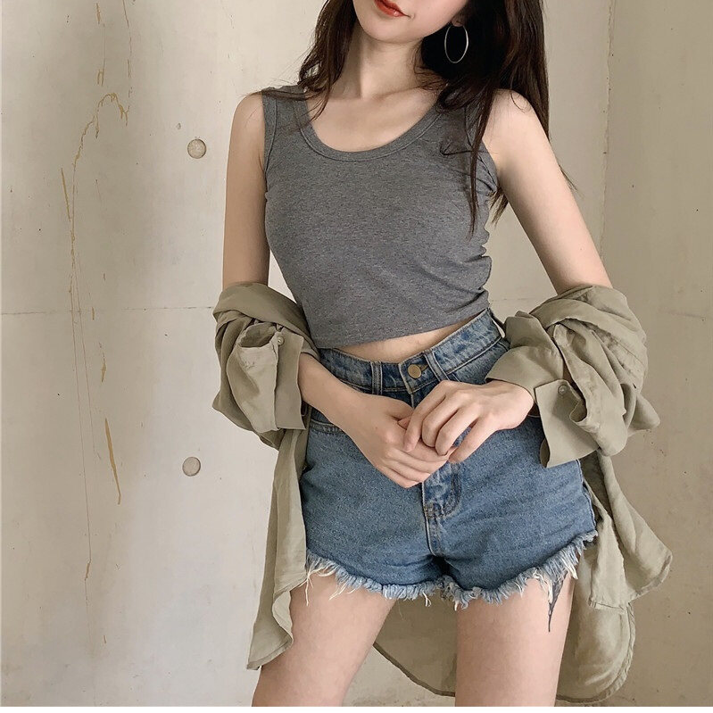 Nhà thường ngày màu trơn cho nữ xycc áo ba lỗ áo sát nách
