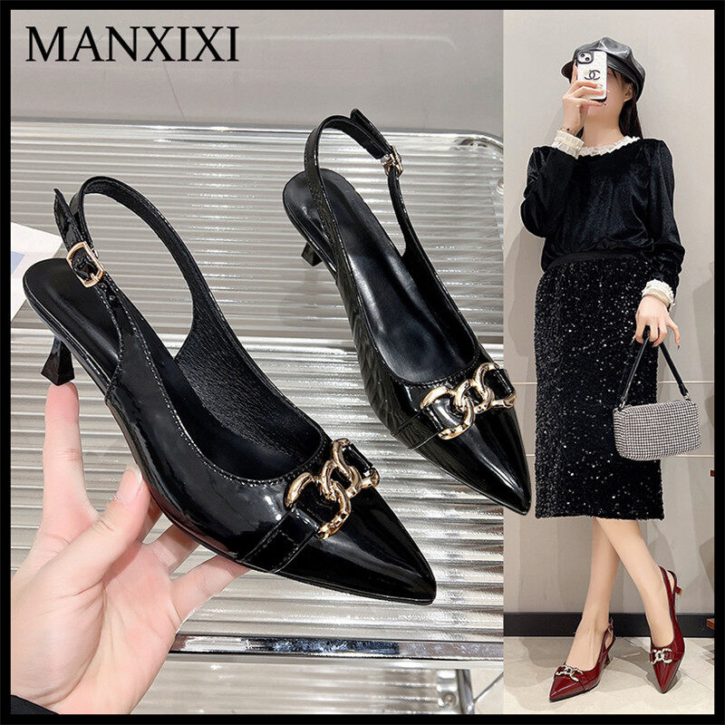 MANXIXI Fashion Women Beautiful 6.5 cm High Heels Mules Sandals (35-42 Size) ราคา 538 บาท*ส่งฟรี