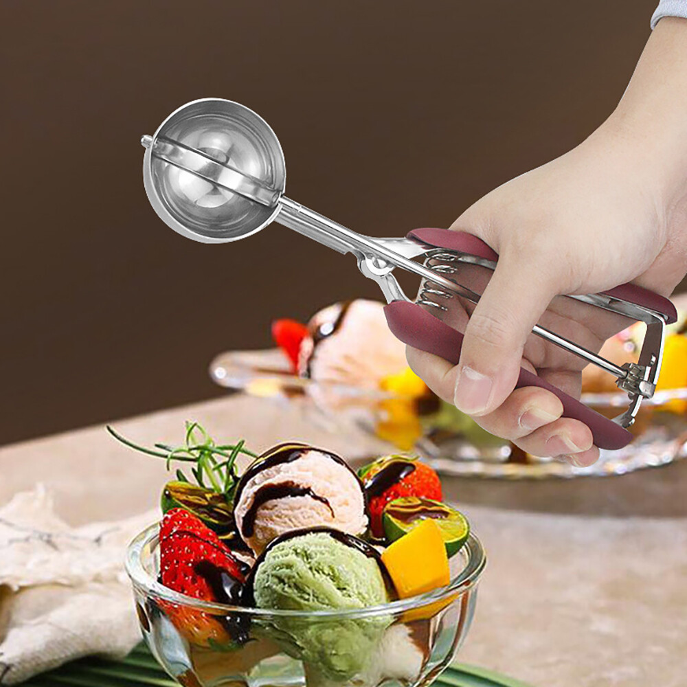 1PC 304 thìa ăn kem thép không gỉ, muỗng kem, muỗng trái cây gia dụng, thìa ăn kem bật lên