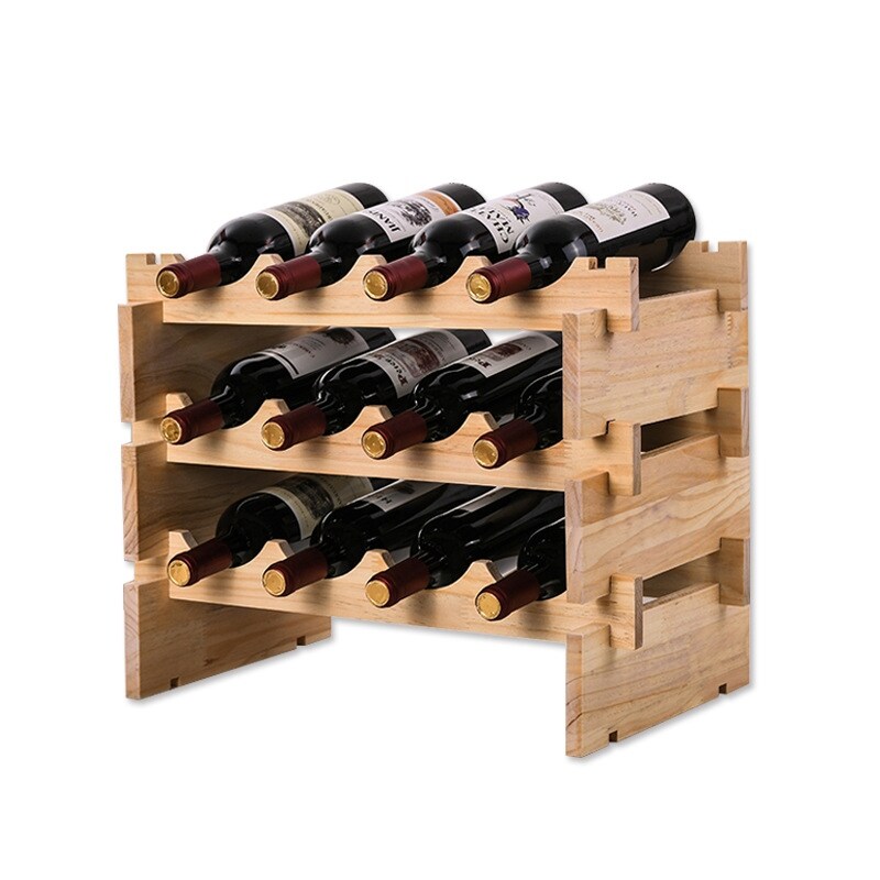 Gambar One layer Fashion European creative wine rack solid wood wine rack non wall hanging new wine rack DIY bar accessories home bars