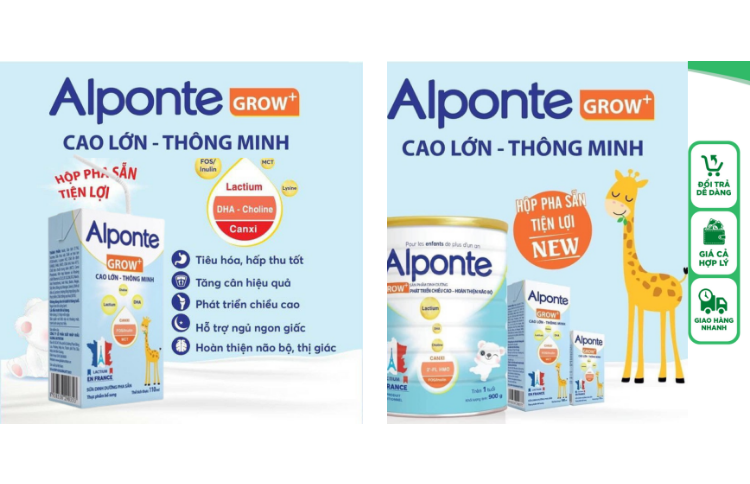 1Thùng ( 48 hộp )Sữa Bột Pha Sẵn Alponte Grow 110ML  Từ 1 Tuổi Trở Lên  Giúp Trẻ Cao Lớn  Thông Minh Phát Triển Chiều cao vượt trội