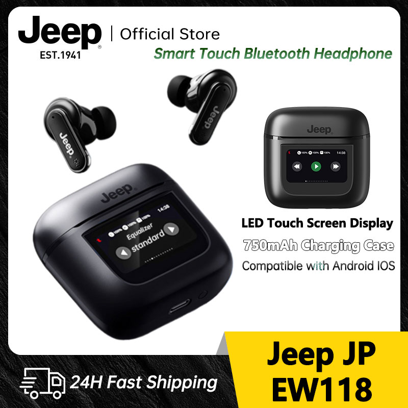 Jeep EW118 TWS Smart Touch Wireless Headphones Bluetooth Earphone Bluetooth 5.4 Bass Waterproof Sports Music Headset Built-in Flashlight Function With 750mah Charging Case For IOS Android ราคา 739 บาท*ส่งฟรี