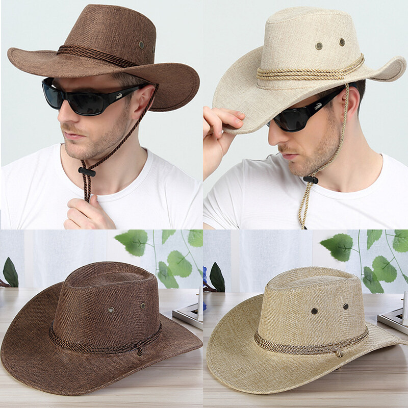 Letian Unisex Linen Cowboy Hat - Summer Fashion Brim Cap