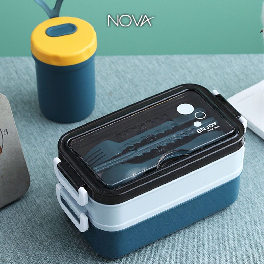 Gambar New Nova Food Grade Lunch Box 304 Stainless Steel With Soup Bowl Dinnerware Set Bekas Makanan Food Storage Food Container