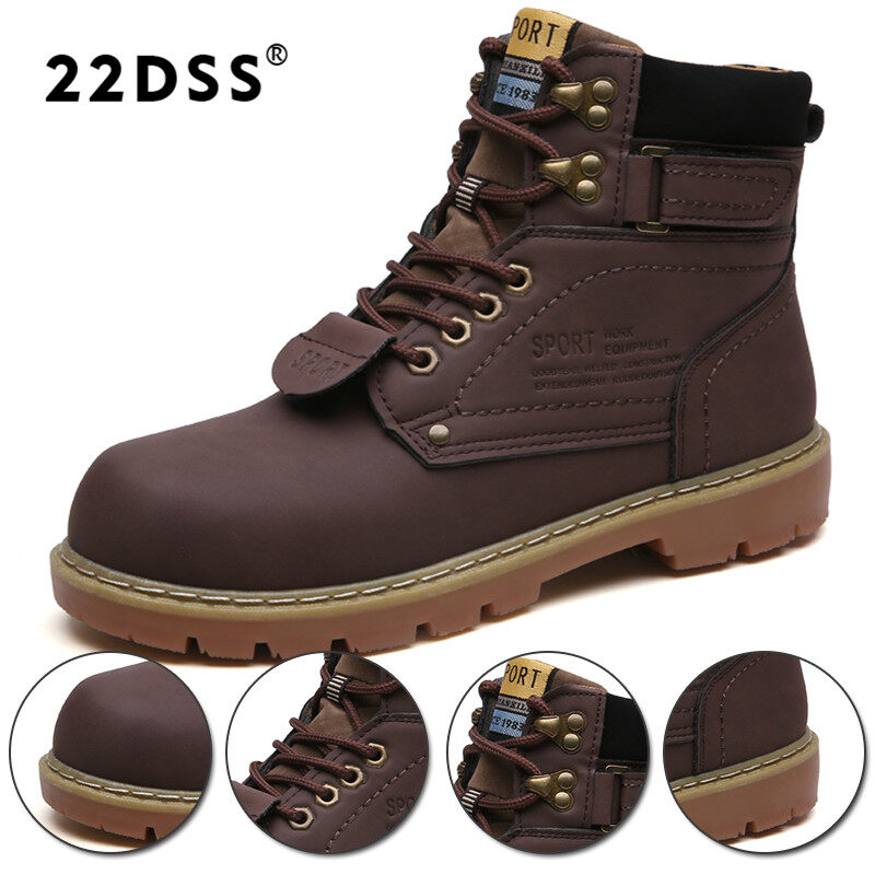 22DSS Người Đàn Ông Martin Khởi Động Da Chất Lượng Cao Khởi Động Ngoài Trời Chống Trượt Không Thấm Nước Dụng Cụ Giản Dị Giày Da Kích Thước 38-46 #