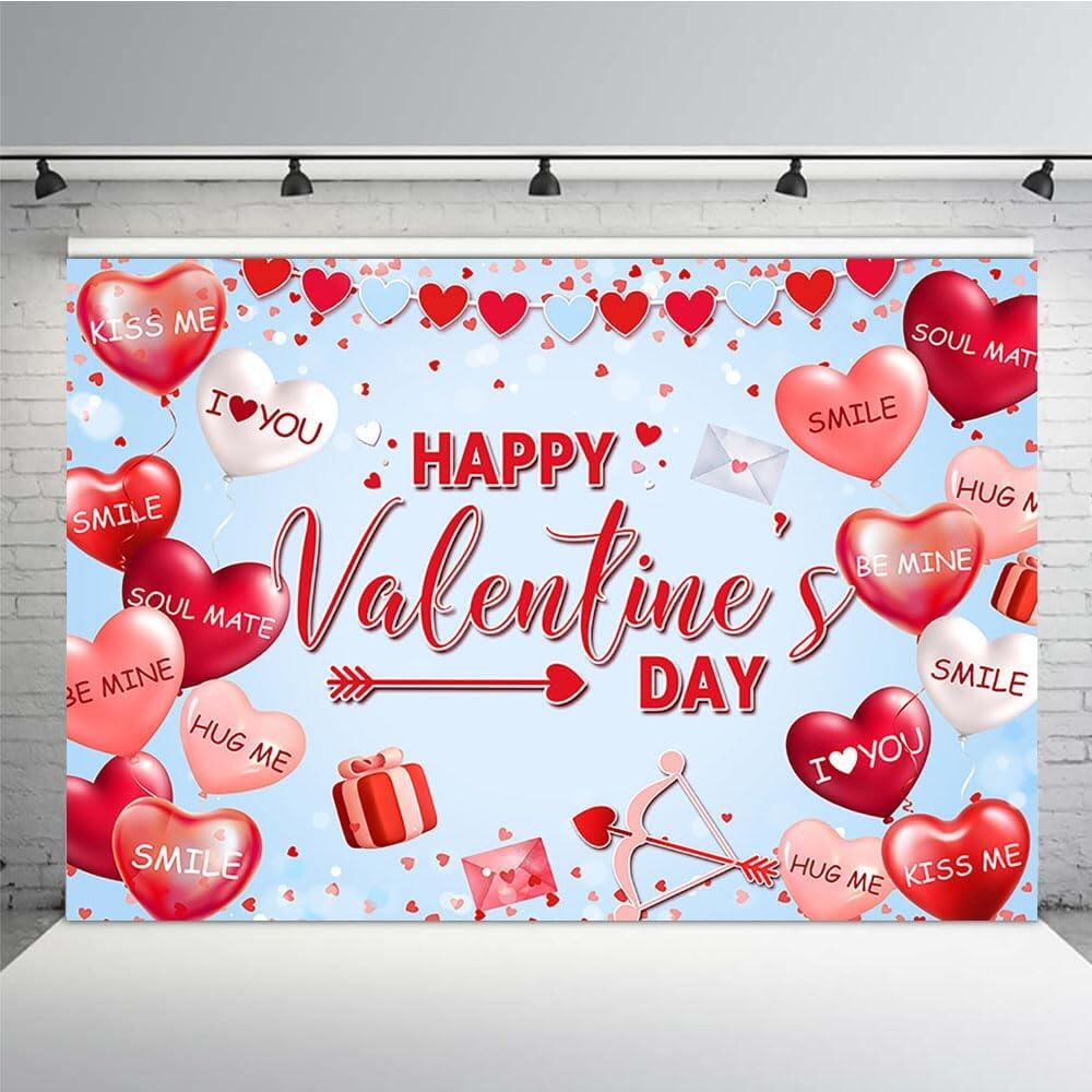 5x3ft Happy Valentine's Day Backdrop for Photography Romantic Red Heart Beloved Wedding Anniversary Background Bridal Shower Banner Decoration Valentines Party Supplies Photo Props ราคา 129 บาท*ส่งฟรี